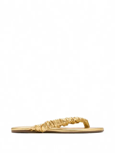 Tkees Savannah ruched-leather flat thong sandals