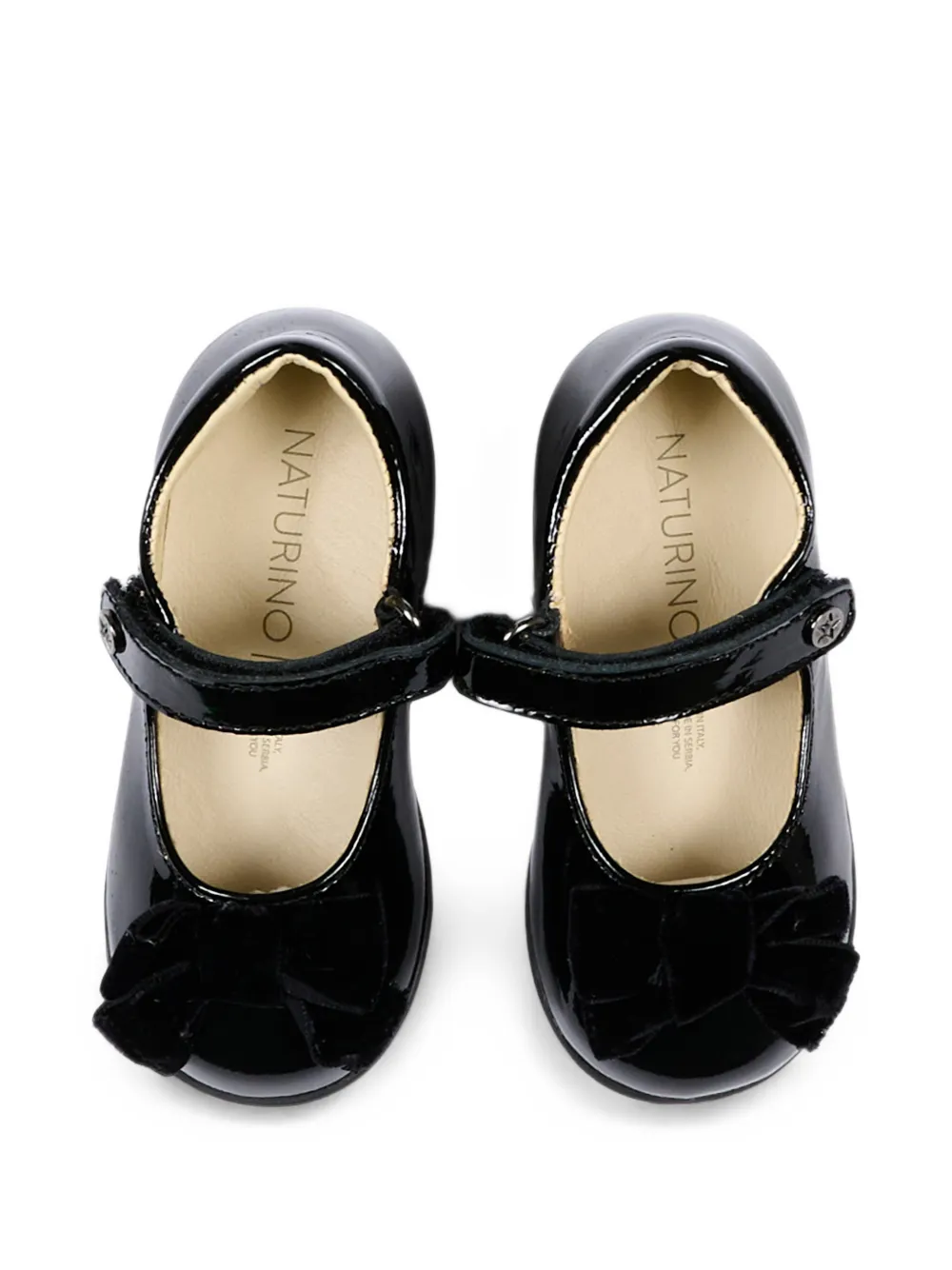 NATURINO bow-detail patent-leather ballet flats Zwart