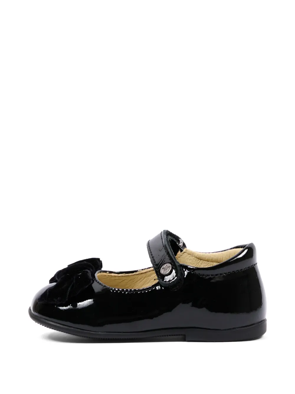 NATURINO bow-detail patent-leather ballet flats Zwart