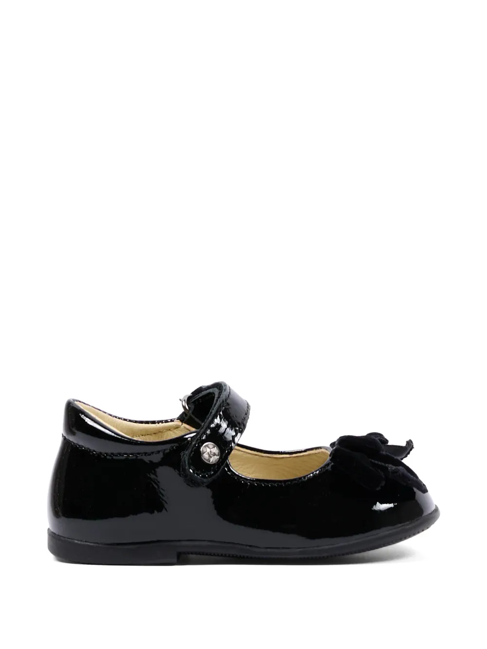 NATURINO bow-detail patent-leather ballet flats Zwart