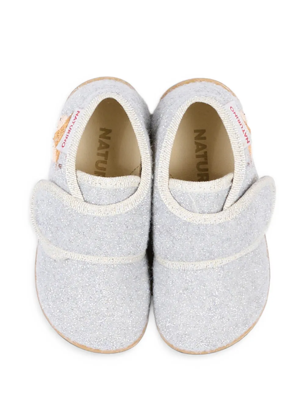 NATURINO glitter-effect deer-embroidered sneakers Grijs