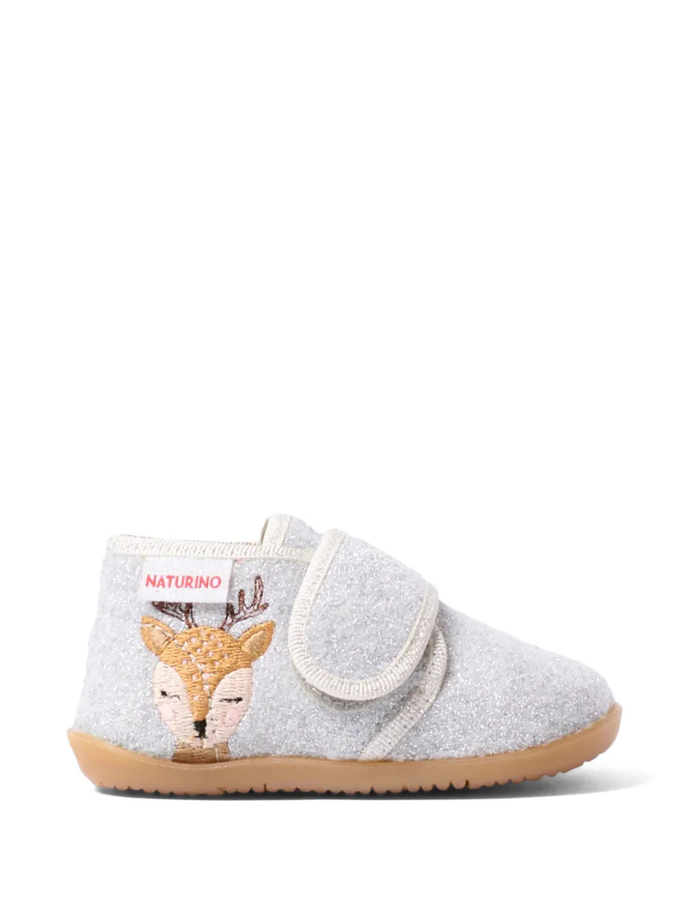 NATURINO glitter-effect deer-embroidered sneakers Grijs