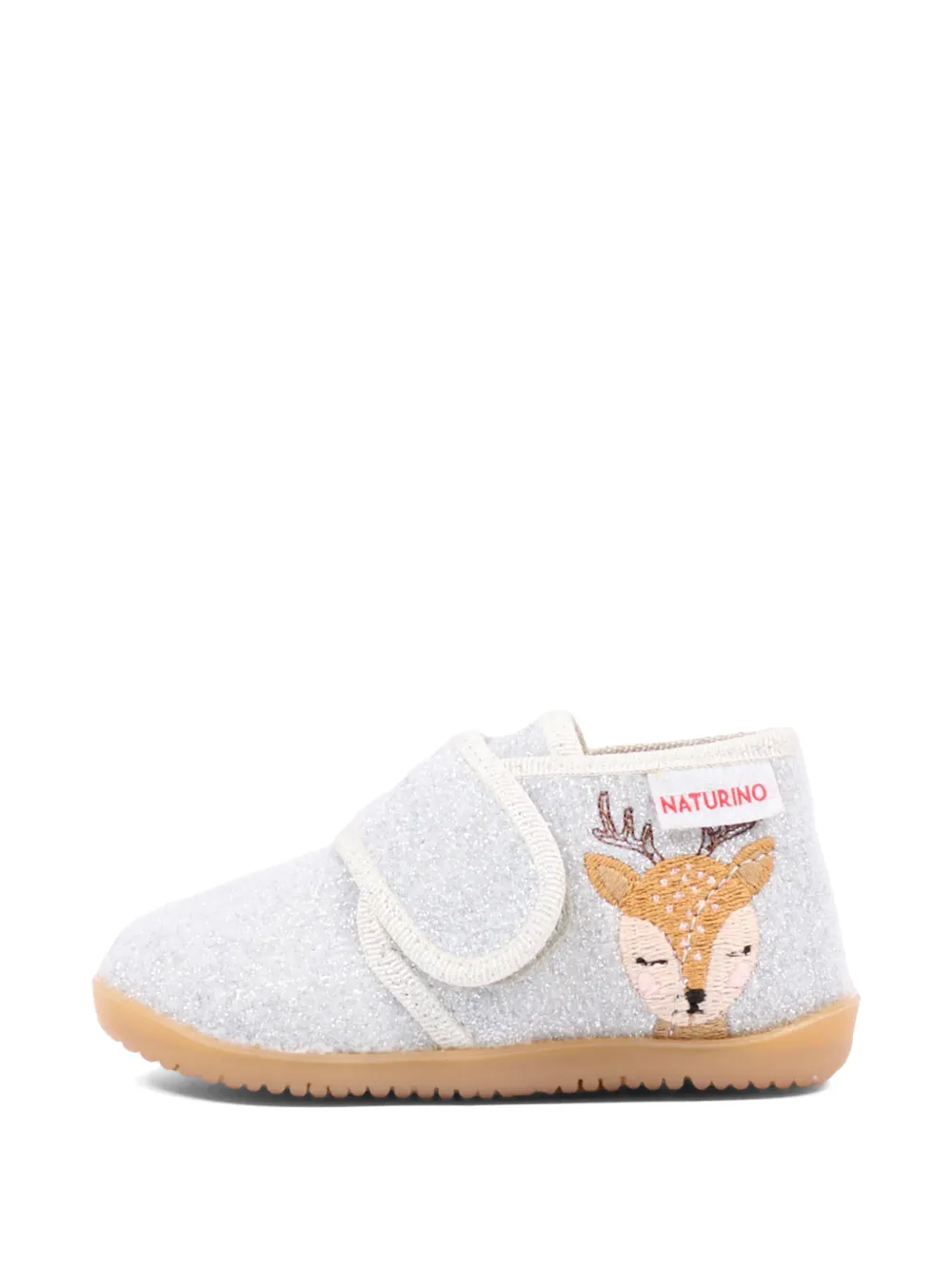 NATURINO glitter-effect deer-embroidered sneakers Grijs