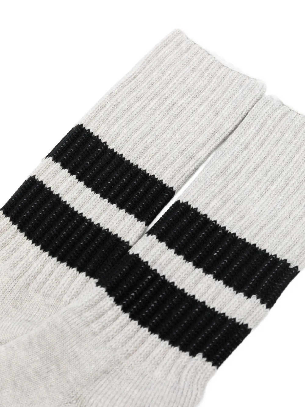 Comme des Garçons Homme Gestreepte geribbelde sokken Grijs