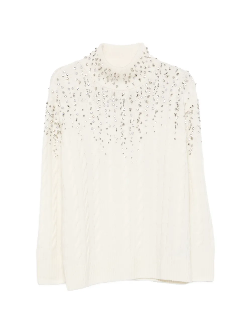 ERMANNO FIRENZE crystal-embellished cable-knit sweater - Toni neutri