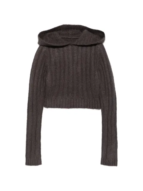 Rick Owens ribbed-knit cropped hoodie