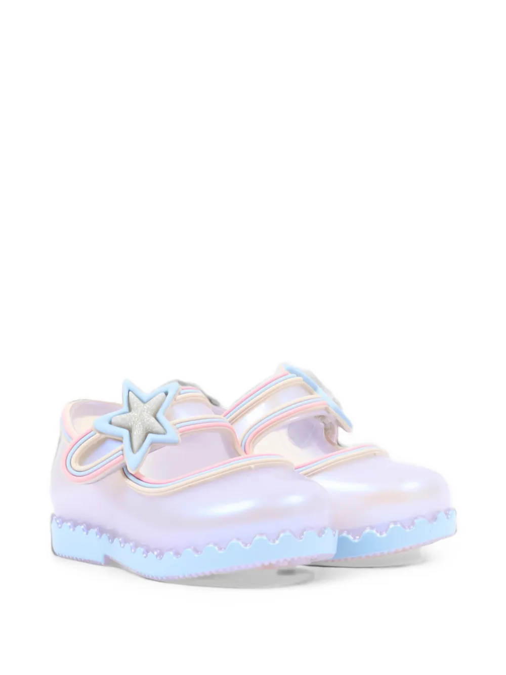 Mini Melissa star-patch touch-strap ballet flats - Viola