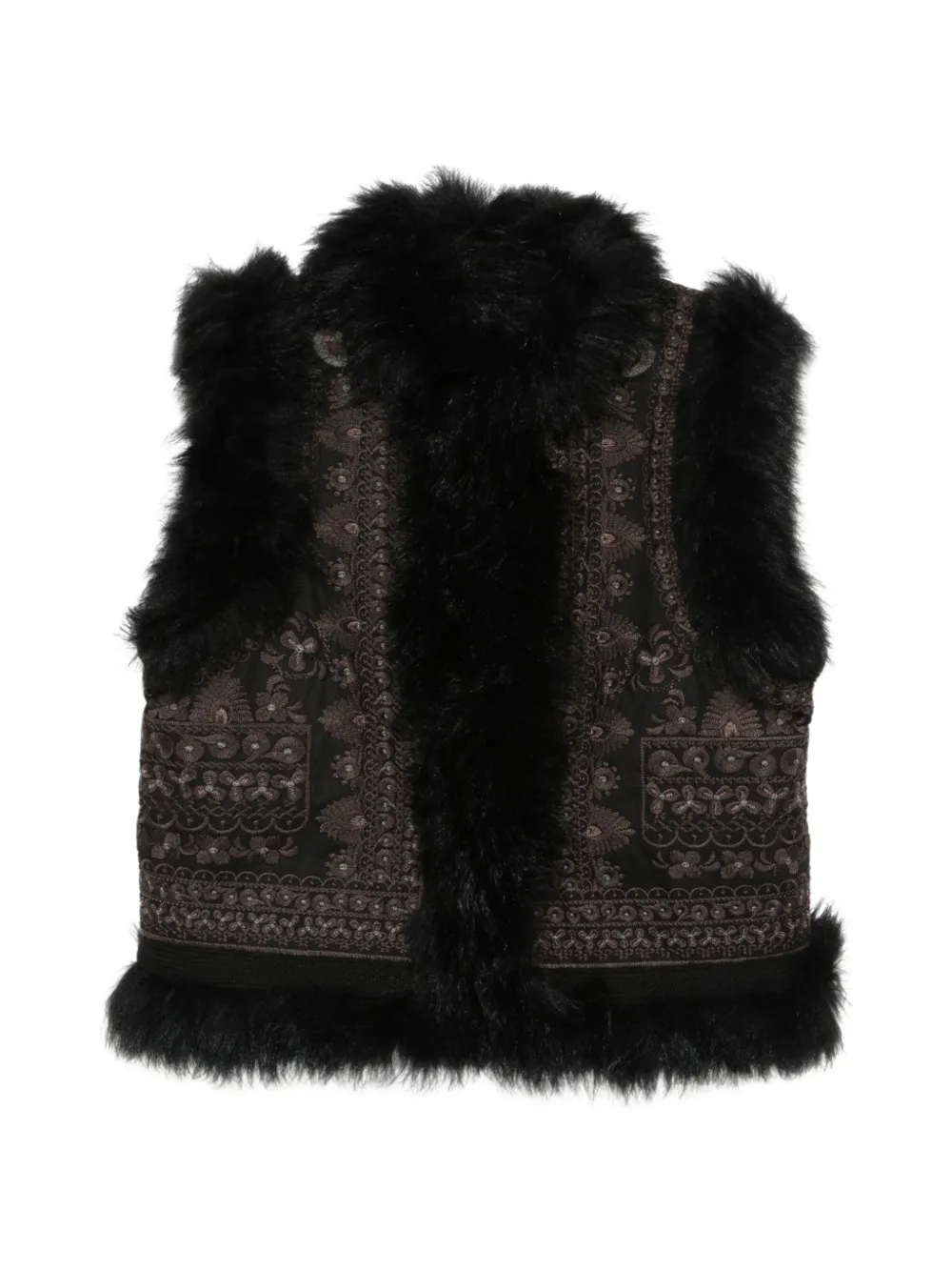 Antik Batik Sando feather-trim gilet