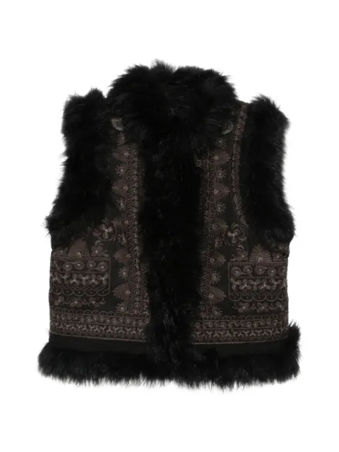 Antik Batik Sando feather-trim gilet