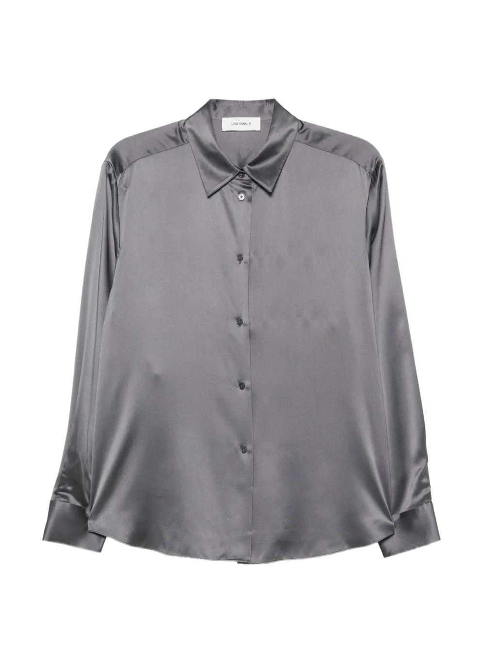 Lisa Yang satin long-sleeve shirt - Grau