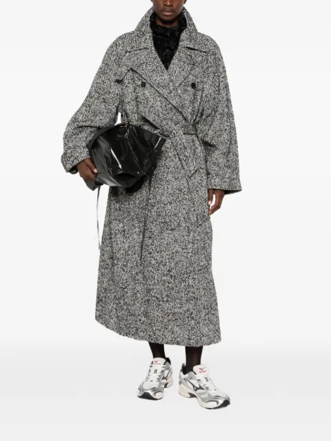 Juun.J herringbone-pattern belted coat