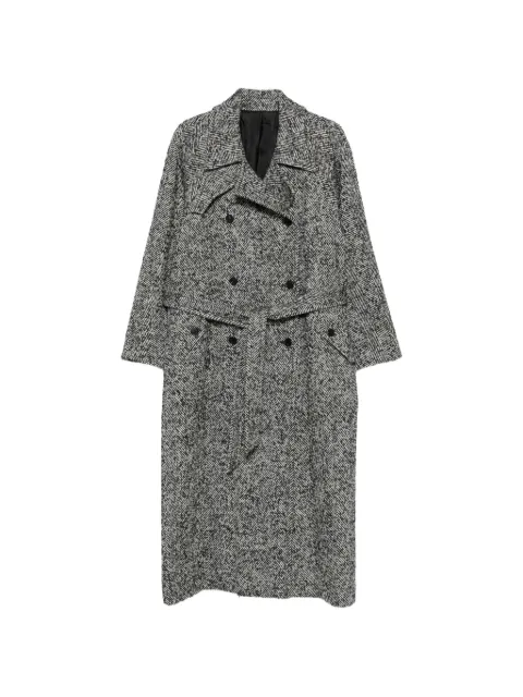 Juun.J herringbone-pattern belted coat