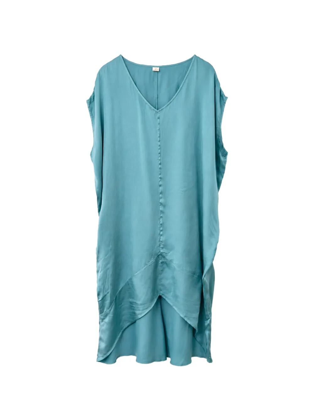 SLO_HAND_MADE Kaftán asymmetric satin-finish midi dress - Blue