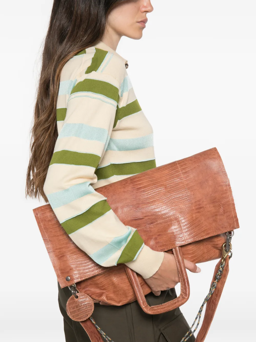 un te' da matti large Sporta tejus-effect leather tote bag