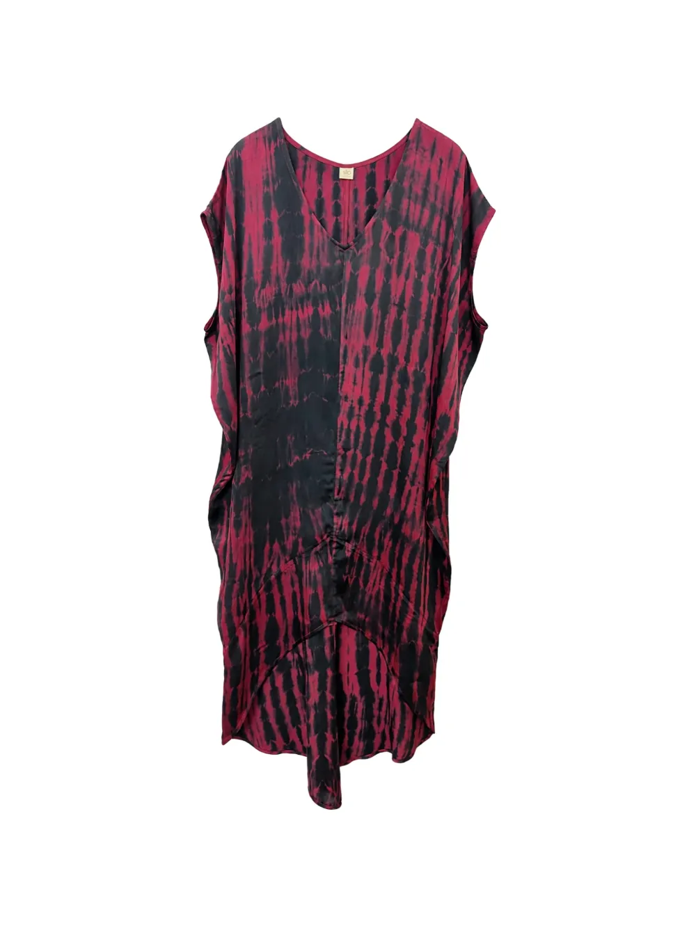 SLO_HAND_MADE tie-dye asymmetric kaftan midi dress - Red