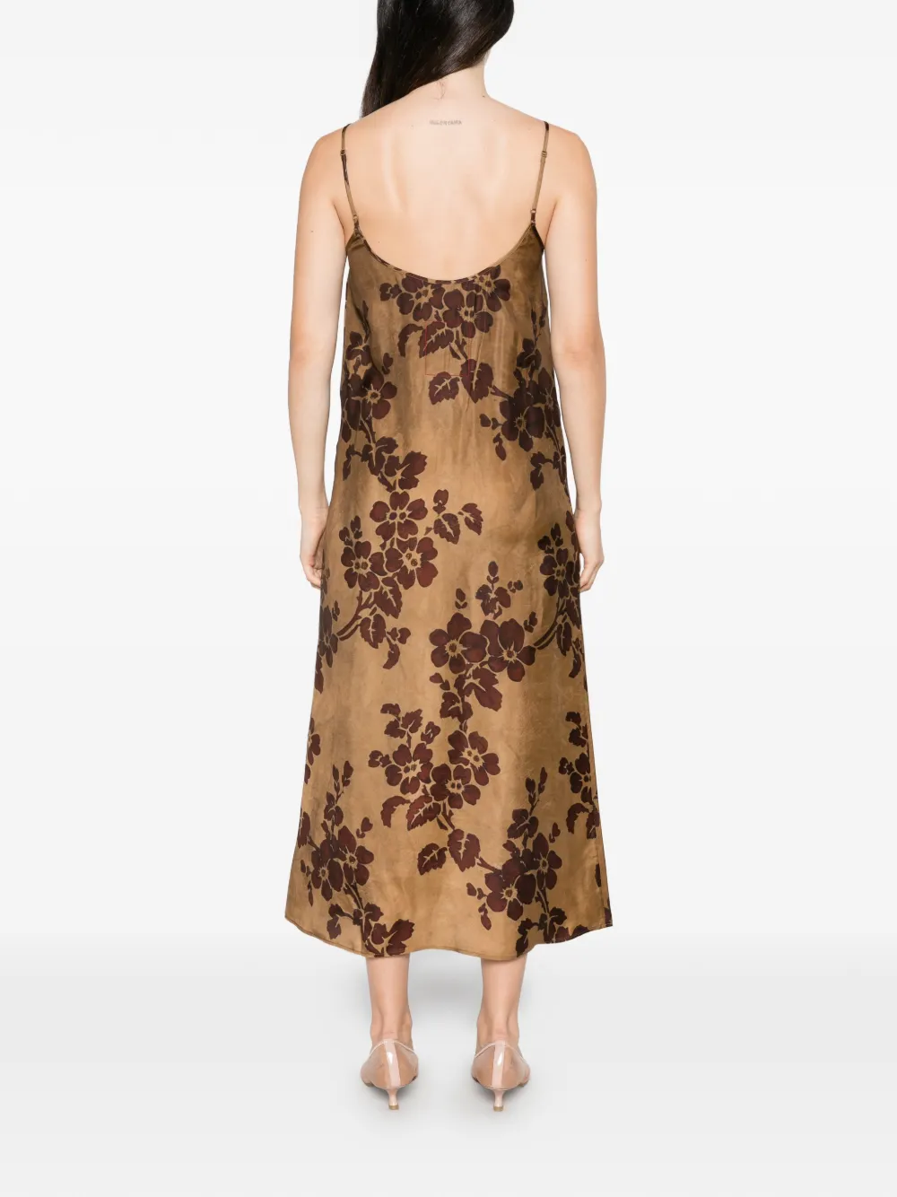 Uma Wang Anaya midi-jurk met bloemenprint Bruin