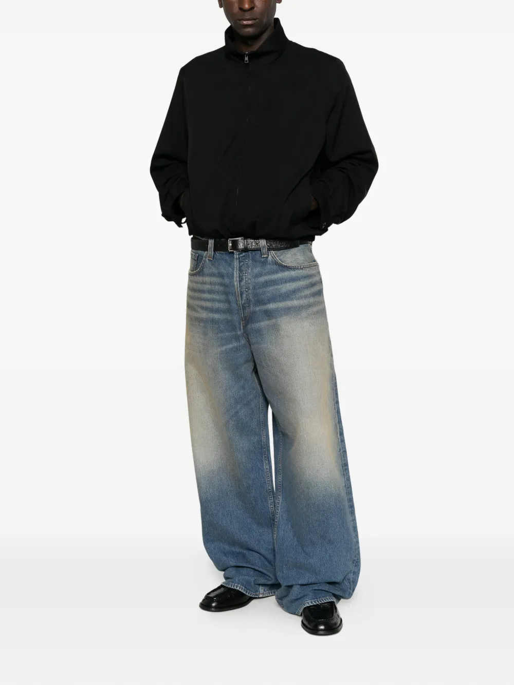 AGOLDE Bagley faded-effect whiskered jeans Blauw