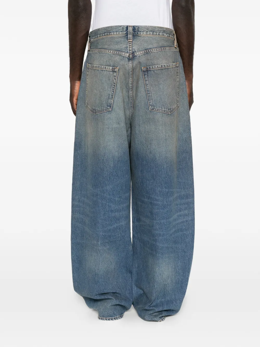 AGOLDE Bagley faded-effect whiskered jeans Blauw