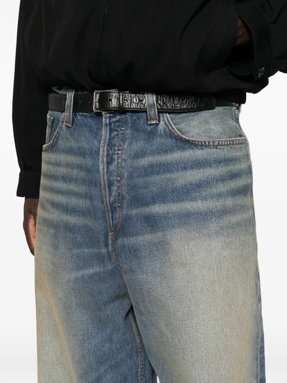 AGOLDE Bagley faded-effect whiskered jeans Blauw