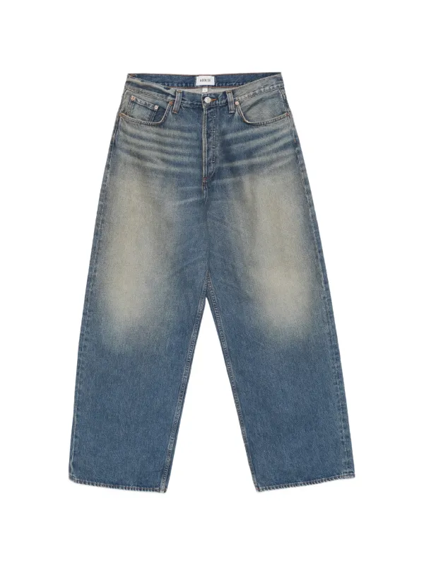 Agolde Bagley Faded-effect Whiskered Jeans in Blue
