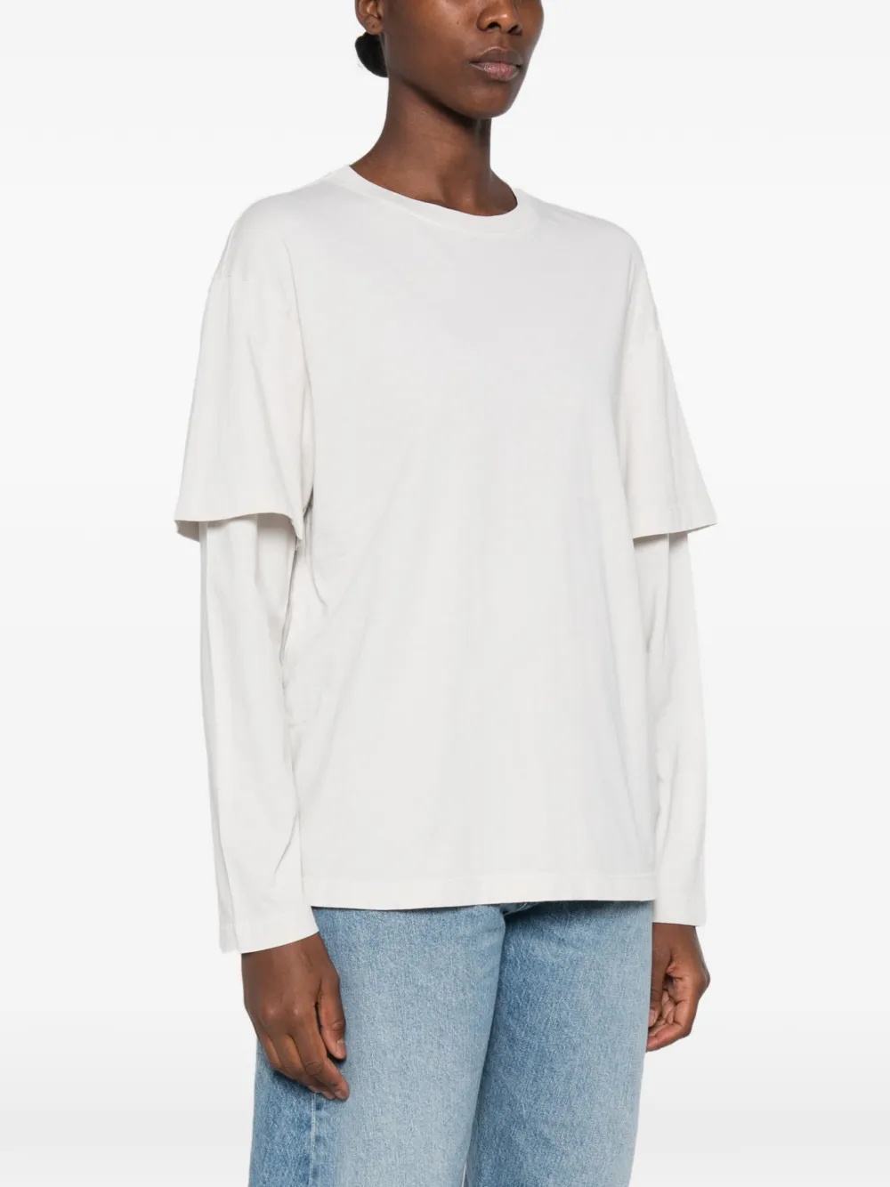 AGOLDE Lois T-shirt met gelaagde mouwen Beige