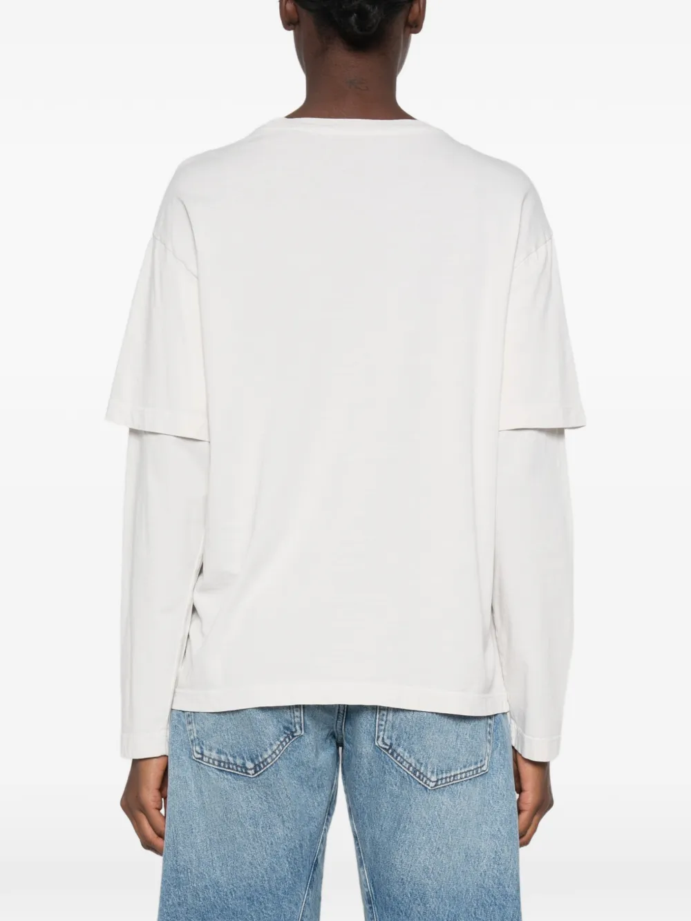 AGOLDE Lois T-shirt met gelaagde mouwen Beige