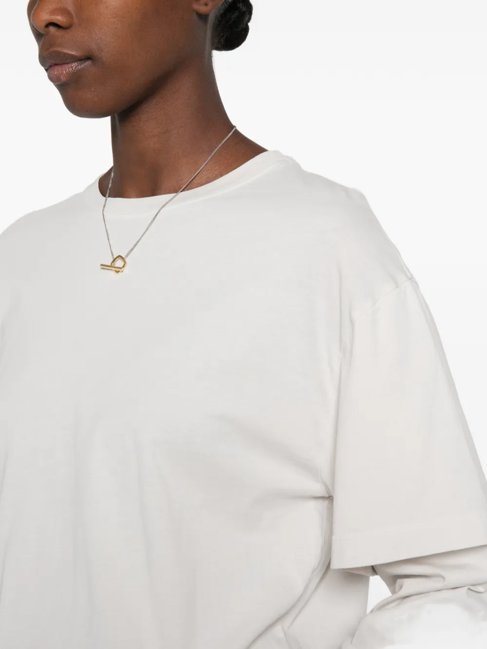 AGOLDE Lois T-shirt met gelaagde mouwen Beige