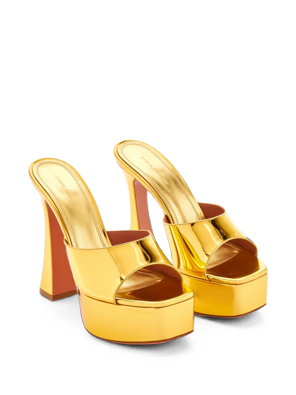 Amina Muaddi Dalida platform sandals Goud