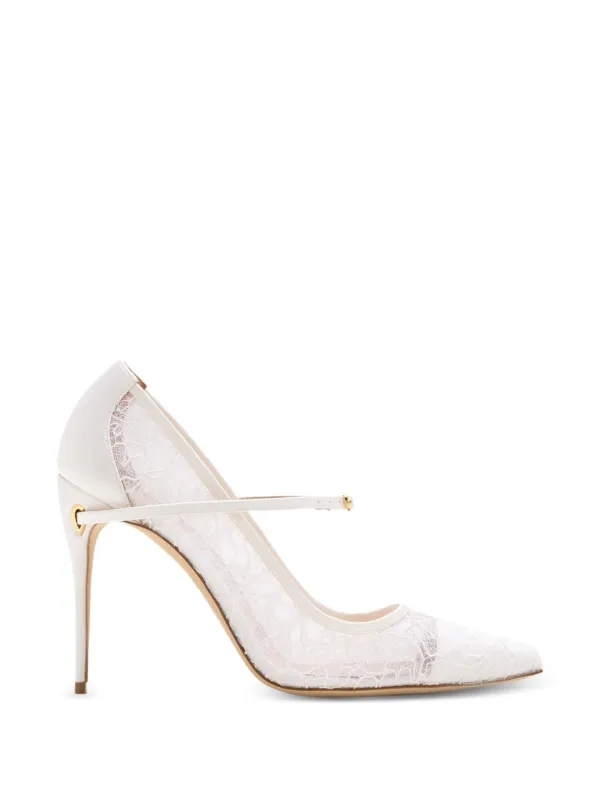 Jennifer Chamandi Lorenzo Lace Pumps in White