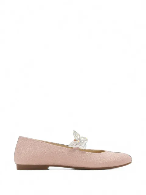 BabyWalker butterfly-embellished metallic ballet flats