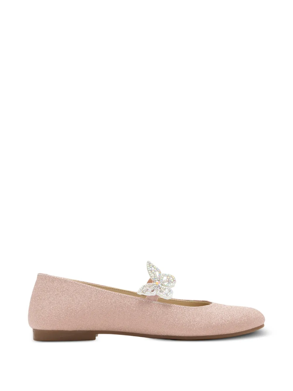 BabyWalker butterfly-embellished metallic ballet flats - Rosa