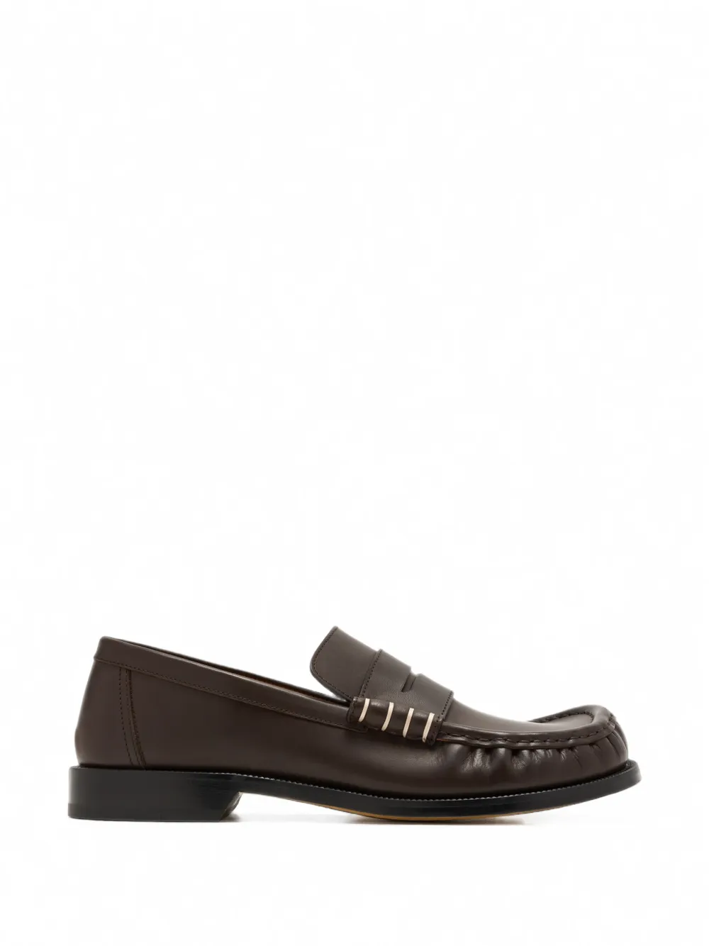 JW Anderson contrast-stitch leather loafers - Marrone