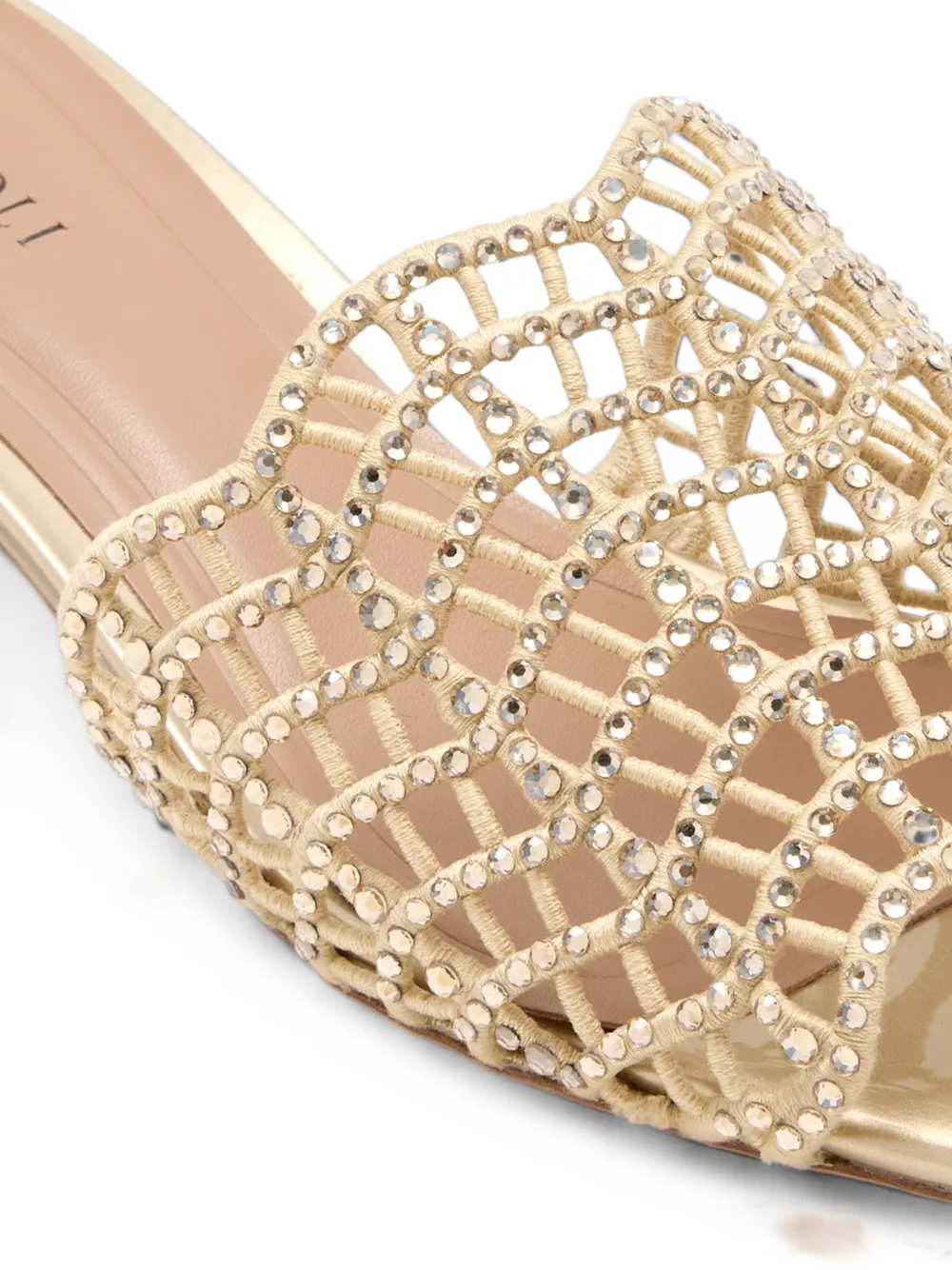 NICOLI Rosella crystal-embellished block-heel sandals Goud