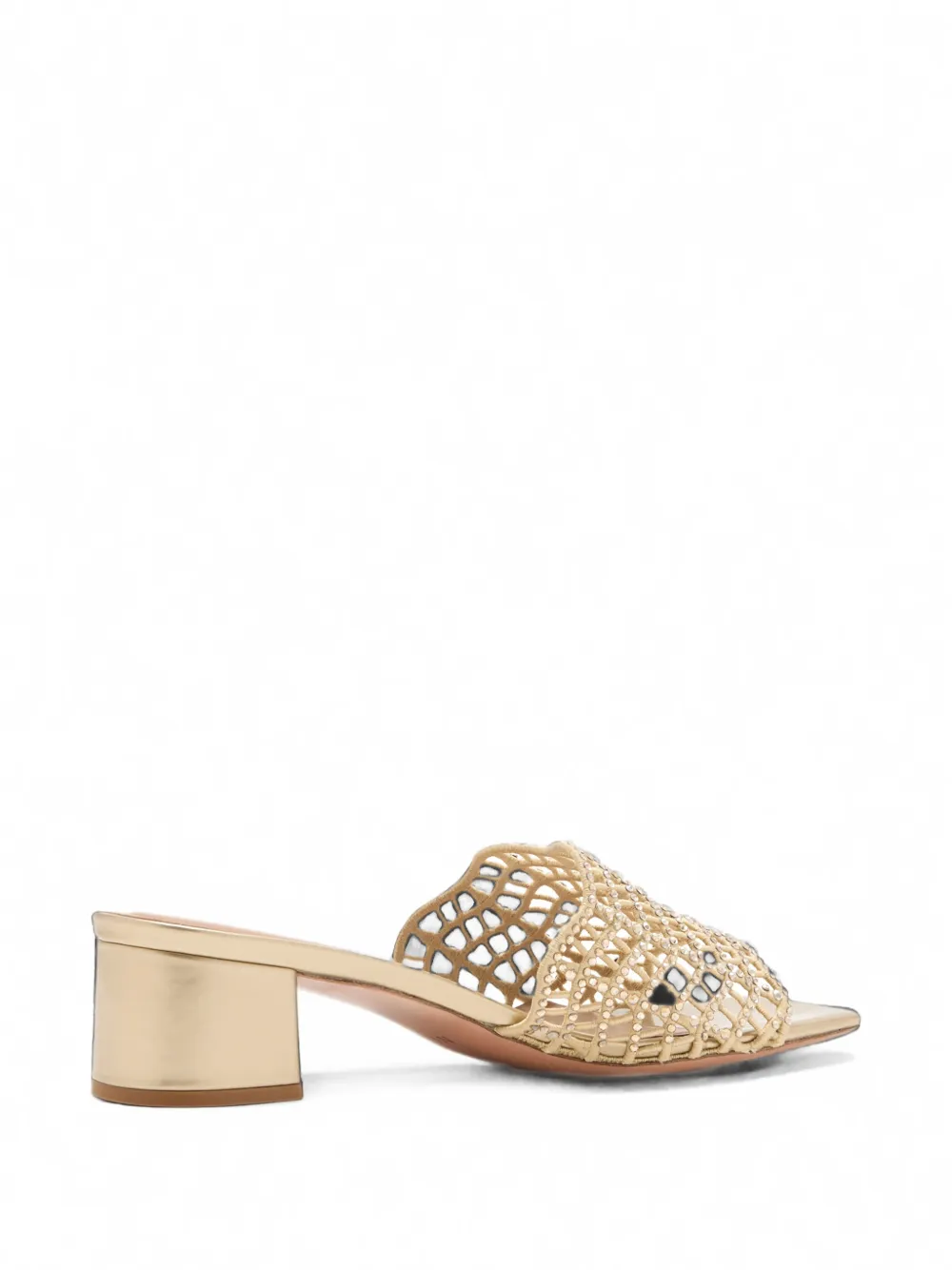 NICOLI Rosella crystal-embellished block-heel sandals Goud