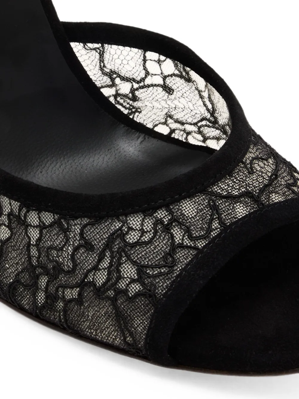 Jennifer Chamandi Guido lace-panel suede sandals Zwart