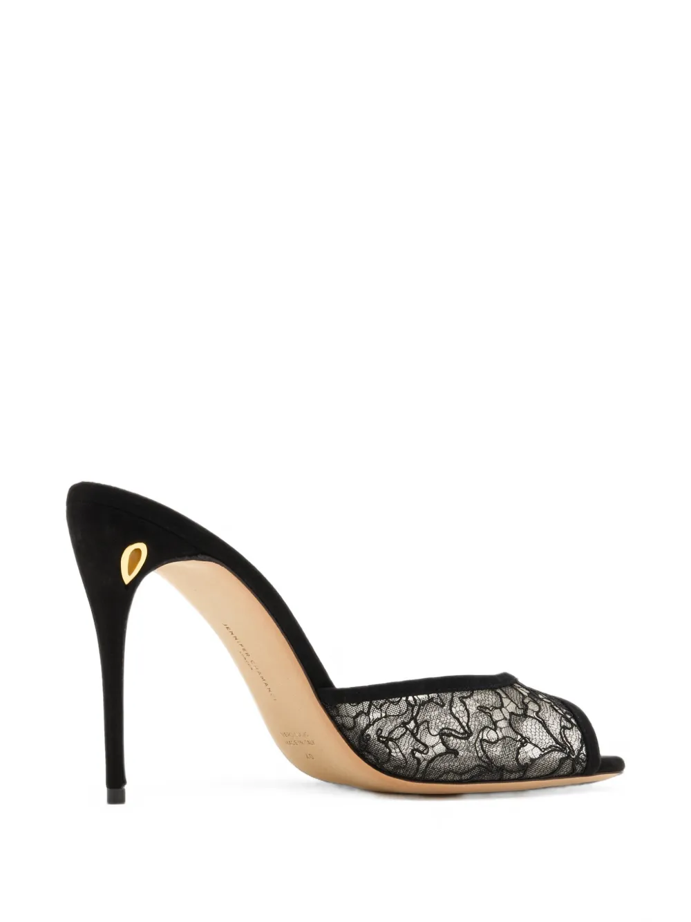 Jennifer Chamandi Guido lace-panel suede sandals Zwart