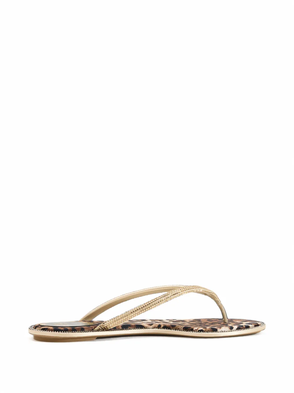 René Caovilla leopard-print crystal-embellished sandals Goud