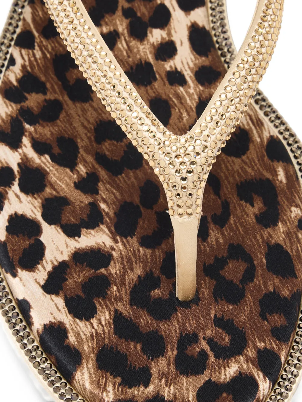 René Caovilla leopard-print crystal-embellished sandals Goud