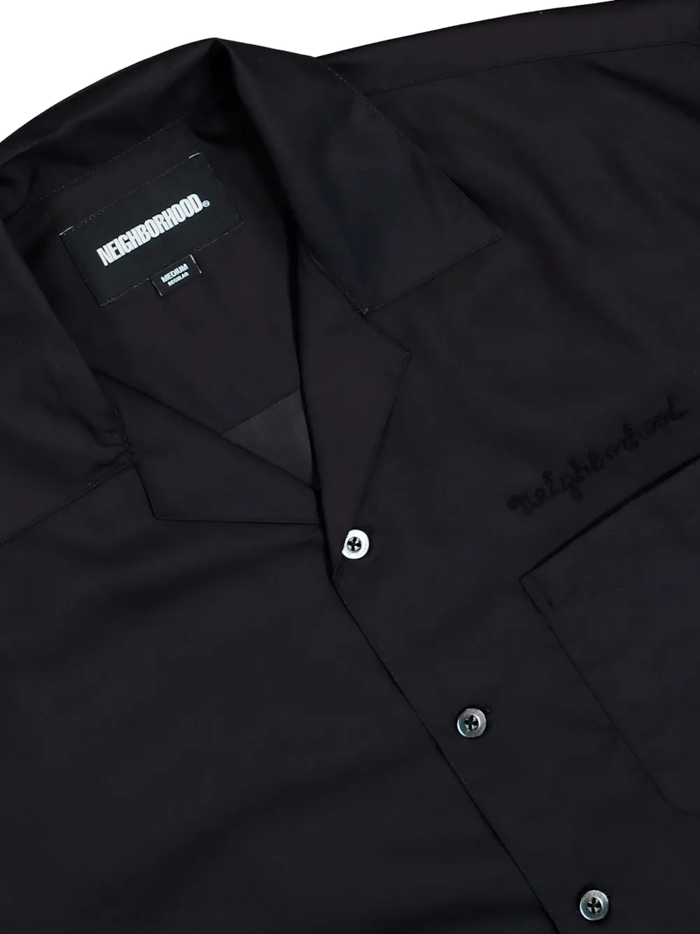 Neighborhood Hawaiian embroidered logo shirt Zwart
