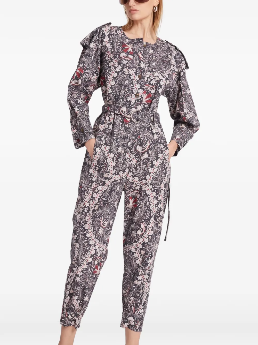 Maria Cher floral-print belted jumpsuit - Nero