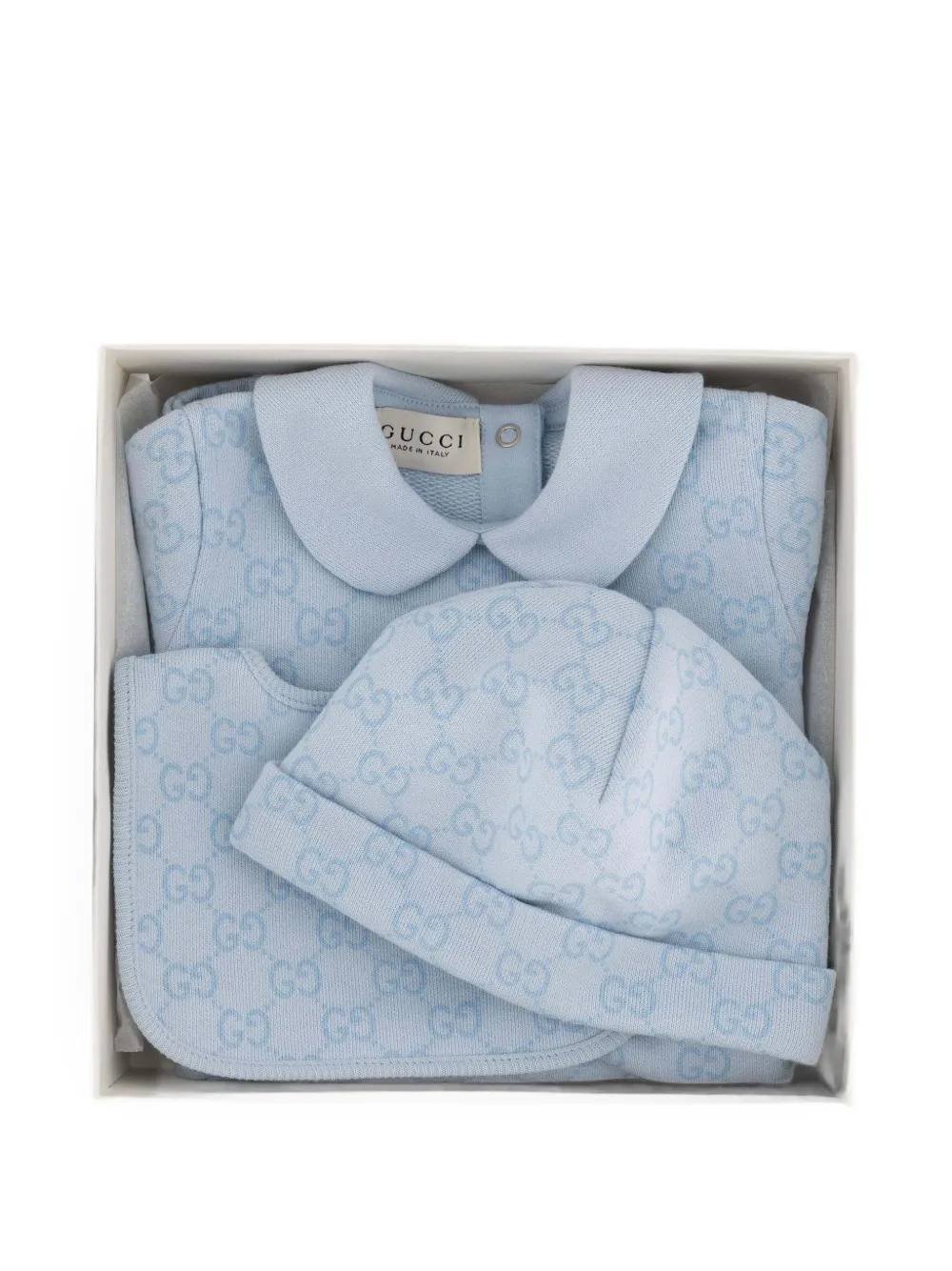 Gucci Kids Drie rompers met GG-print Blauw