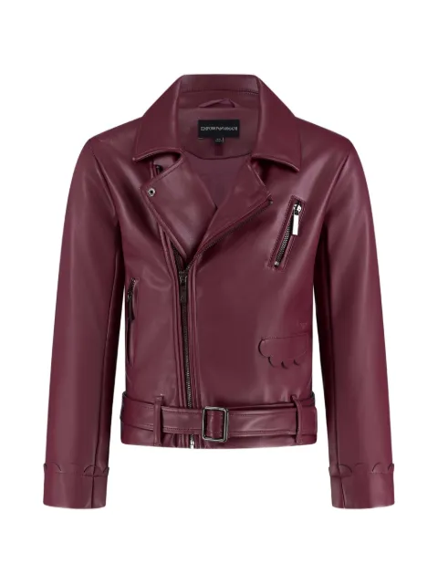 Emporio Armani Kids scalloped-trim belted jacket