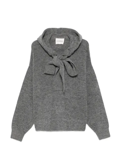 Closed bow-detail knitted hoodie