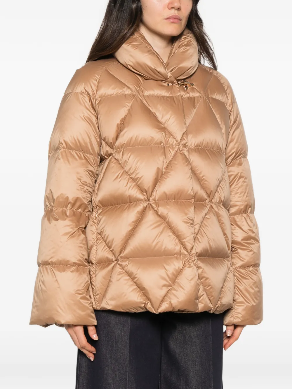 Fay diamond-quilted lobster-clasp coat Beige
