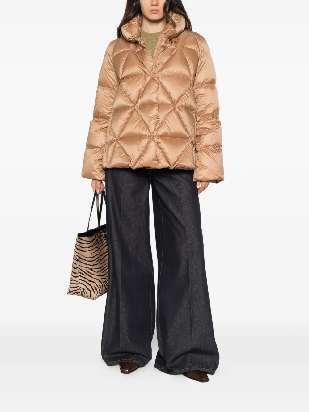 Fay diamond-quilted lobster-clasp coat Beige