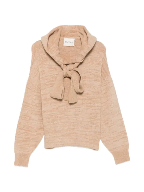 Closed bow-detail hooded hoodie