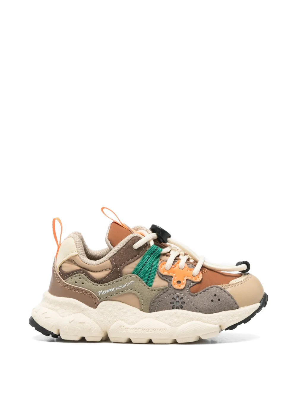 FLOWER MOUNTAIN KIDS Yamano 3 panelled sneakers - Marrone