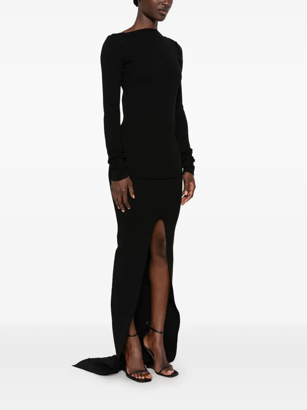 Rick Owens Tight maxi-jurk met open achterkant Zwart