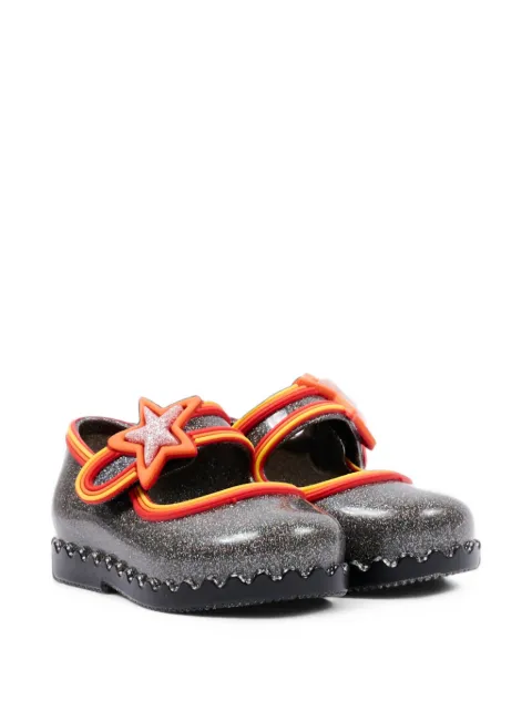 Mini Melissa glitter star-patch ballet flats