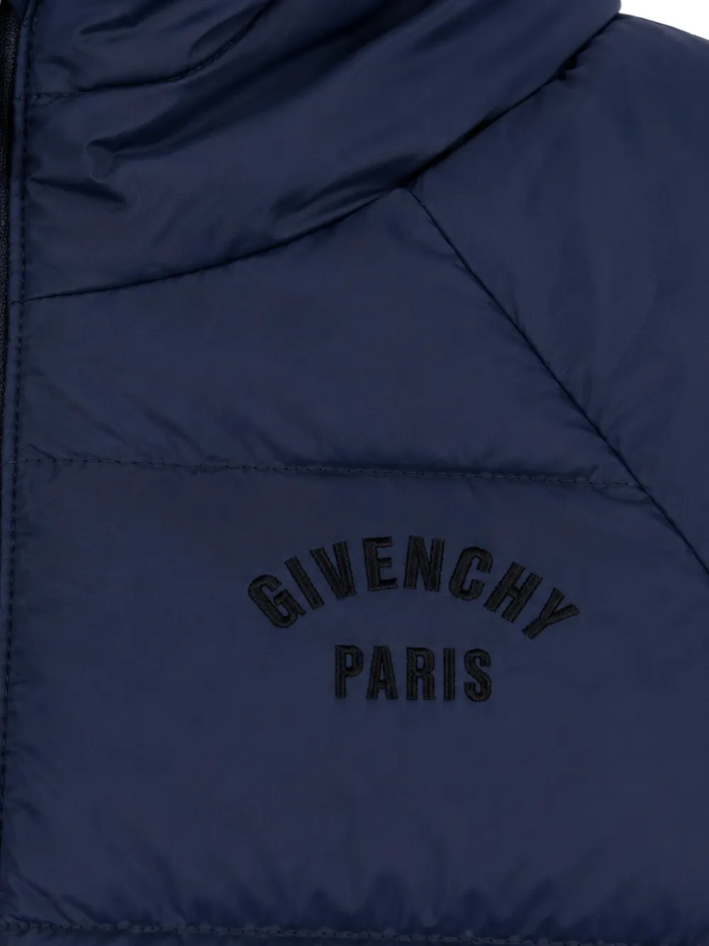 Givenchy Kids logo-embroidered padded jacket Blauw